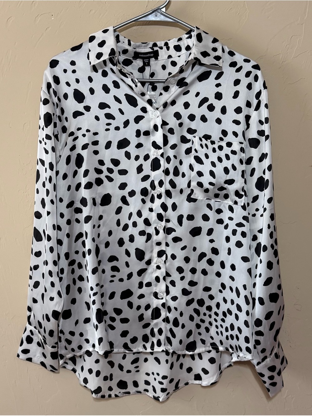 mittoshop Black & White Spot Print Button-Down Shirt
